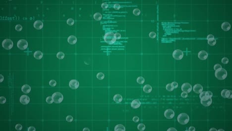 Animation-Von-Kugeln-Und-Datenverarbeitung-Auf-Grünem-Hintergrund