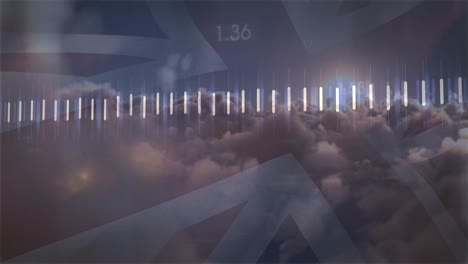 Animación-Del-Procesamiento-De-Datos-Sobre-Nubes-Y-Bandera-Del-Reino-Unido