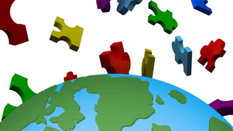 Animation-of-puzzles-floating-over-globe