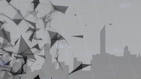 Animation-Der-Datenverarbeitung-über-Stadt-Und-Formen
