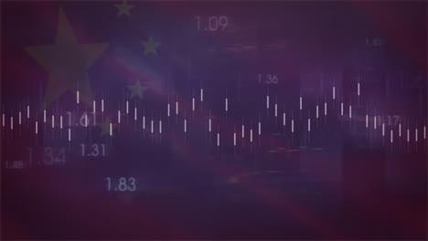 Animation-Der-Datenverarbeitung-über-Der-Flagge-Chinas