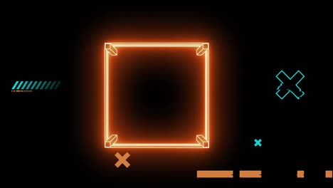 Animation-of-abstract-shapes-and-neon-orange-boxing-ring