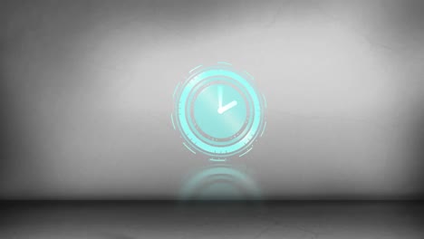 Animation-of-clock-moving-over-grey-background