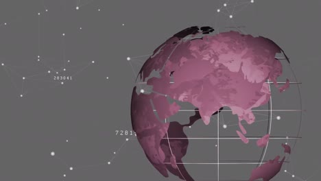 Animation-Des-Globus-über-Netzwerk-Von-Verbindungen-Und-Datenverarbeitung-Auf-Schwarzem-Hintergrund