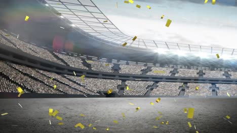 Animation-of-confetti-floating-over-stadium