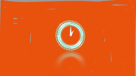 Animation-of-clock-moving-over-red-background