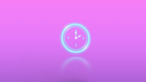 Animation-Der-Uhr,-Die-Sich-über-Rosa-Hintergrund-Bewegt