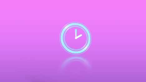 Animation-of-clock-moving-over-pink-background