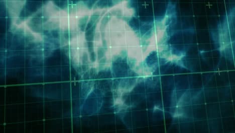 Animation-of-moving-grid-in-green-and-black-space