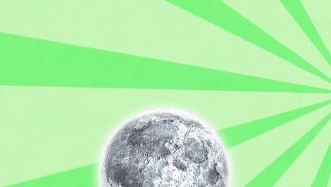 Animation-of-moon-appearing-over-rotating-green-background