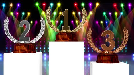 Animation-of-first,-second-and-third-place-award-trophies-at-floodlit-winners'-prize-giving-ceremony