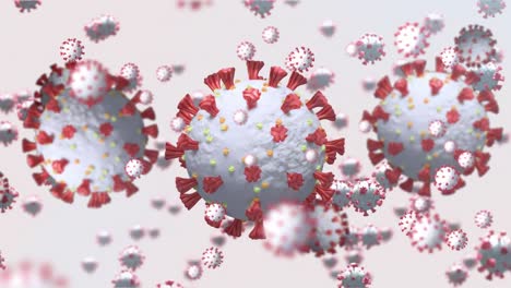 Animation-of-floating-virus-cells-over-beige-background