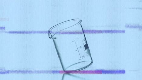 Animation-Des-Bildschirms-Mit-Glitch-über-Rotierendem-Chemieglas