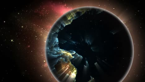 Animation-of-globe-over-stars-on-black-background