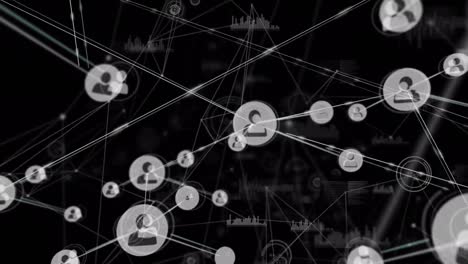 Animation-of-growing-network-of-people-icons-transferring-data-on-black-background