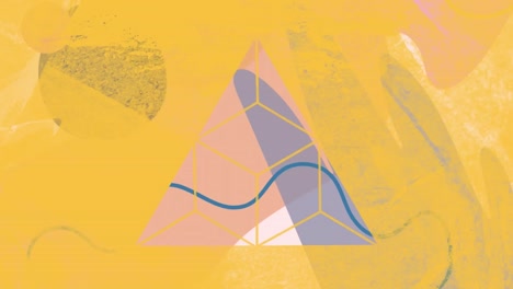 Animation-of-triangle-with-pattern-over-changing-yellow-background