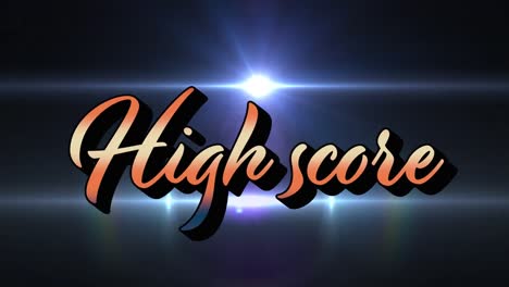 Animation-of-high-score-text-and-light-spots-on-black-background