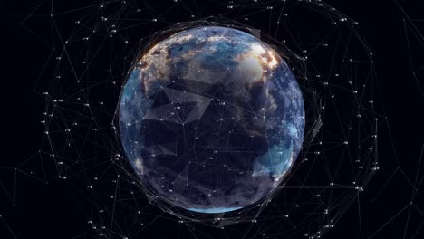 Animation-Des-Netzwerks-Von-Verbindungen-Mit-Zahlen-Und-Globus