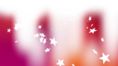 Digital-animation-of-multiple-star-ions-falling-against-red-wavy-texture-on-white-background