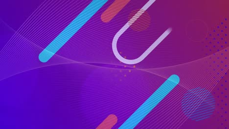 Digital-animation-of-abstract-shapes-moving-against-purple-gradient-background