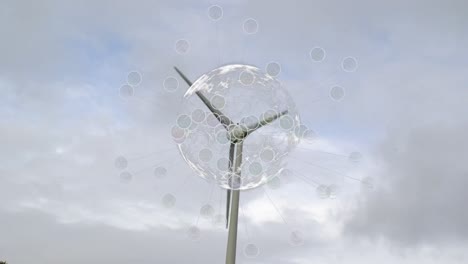 Animation-Des-Globus-Mit-Symbolen-über-Windkraftanlage