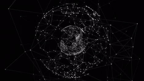 Animation-Eines-Netzwerks-Aus-Verbindungen-Und-Formen-Auf-Schwarzem-Hintergrund