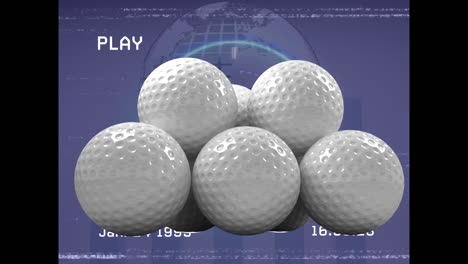 Animation-Von-Golfbällen-über-Kreis-Und-Globus