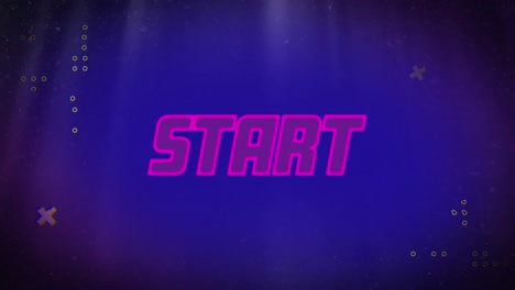 Animation-of-start-text-and-shapes-on-blue-background