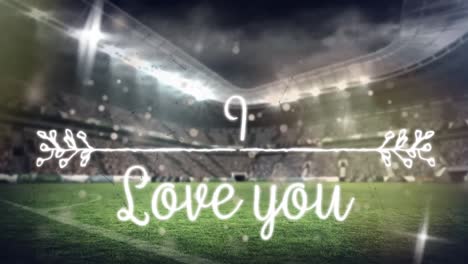 Animation-of-love-you-text-and-shapes-over-sports-stadium