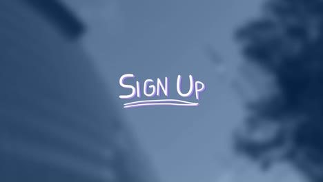 Animation-of-sign-up-text-over-cityscape