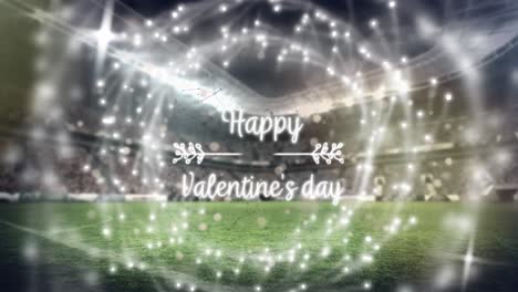Animation-of-happy-valentine's-day-text-and-spots-over-sports-stadium
