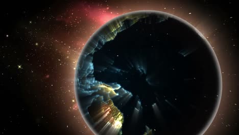 Animation-Des-Globus-Mit-Flecken-über-Dem-Weltraum