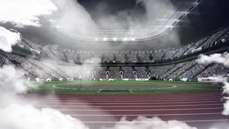 Animation-Von-Wolken-Und-Formen-über-Dem-Sportstadion