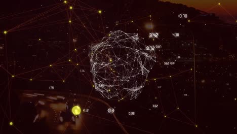 Animation-Eines-Netzwerks-Von-Verbindungen-Mit-Formen-über-Dem-Stadtbild