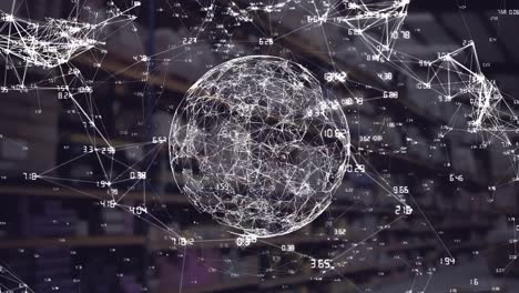 Animation-Des-Globus-Und-Des-Netzwerks-Von-Verbindungen-über-Dem-Lager