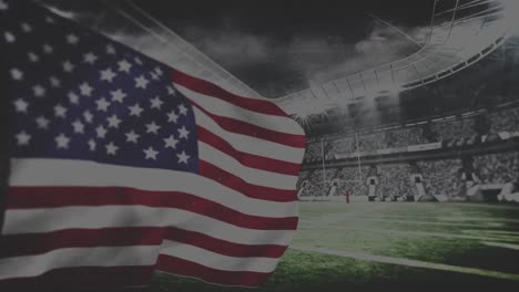 Animation-Der-Flagge-Amerikas-Und-Feuerwerk-über-Dem-Sportstadion