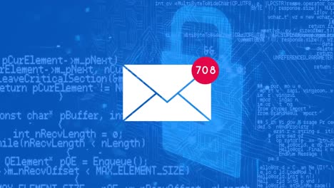 Animation-of-envelope-over-data-processing-on-blue-background