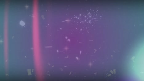 Digitale-Animation-Von-Fallendem-Konfetti,-Lichtflecken-Und-Explodierenden-Feuerwerkskörpern-Auf-Schwarzem-Hintergrund