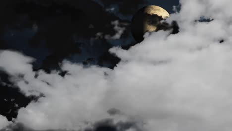 Animación-De-La-Luna-Y-Las-Nubes-Moviéndose-Rápidamente-Sobre-El-Cielo-Nocturno
