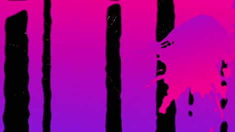 Animation-of-pink-stroke-over-fireworks-on-black-background
