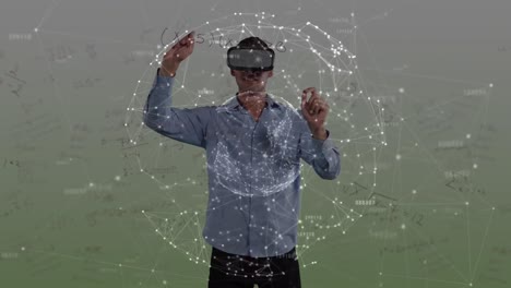 Animation-of-network-of-connections-with-mathematical-equations-over-caucasian-man-with-vr-headset