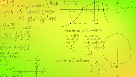 Animación-De-Fórmulas-Matemáticas-Escritas-A-Mano-Sobre-Fondo-Amarillo