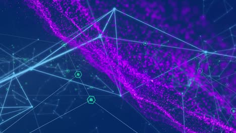 Animation-Eines-Netzwerks-Von-Verbindungen-Mit-Leuchtend-Violettem-Netz