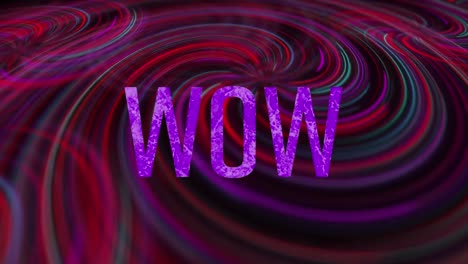 Animation-of-wow-text-over-light-trails-on-black-background