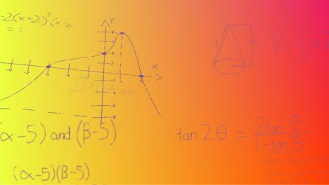 Animación-De-Fórmulas-Matemáticas-Escritas-A-Mano-Sobre-Fondo-Amarillo-A-Rojo