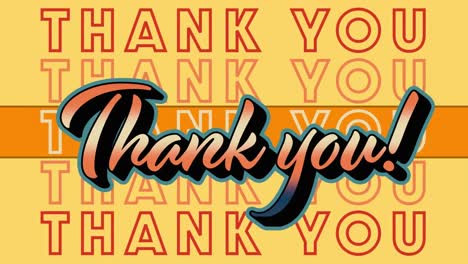 Animation-of-thank-you-text-on-yellow-background