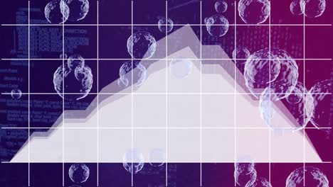 Animation-of-bubbles-over-data-processing-on-purple-background