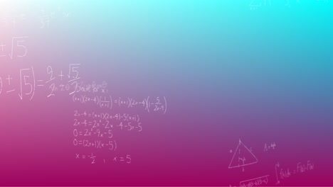 Animation-of-handwritten-mathematical-formulae-over-blue-to-purple-background