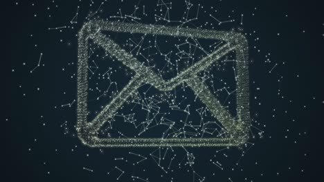 Animation-of-green-envelope-email-digital-icon-and-connections-over-black-background