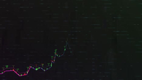 Animation-of-financial-data-processing-over-arrows-on-black-background